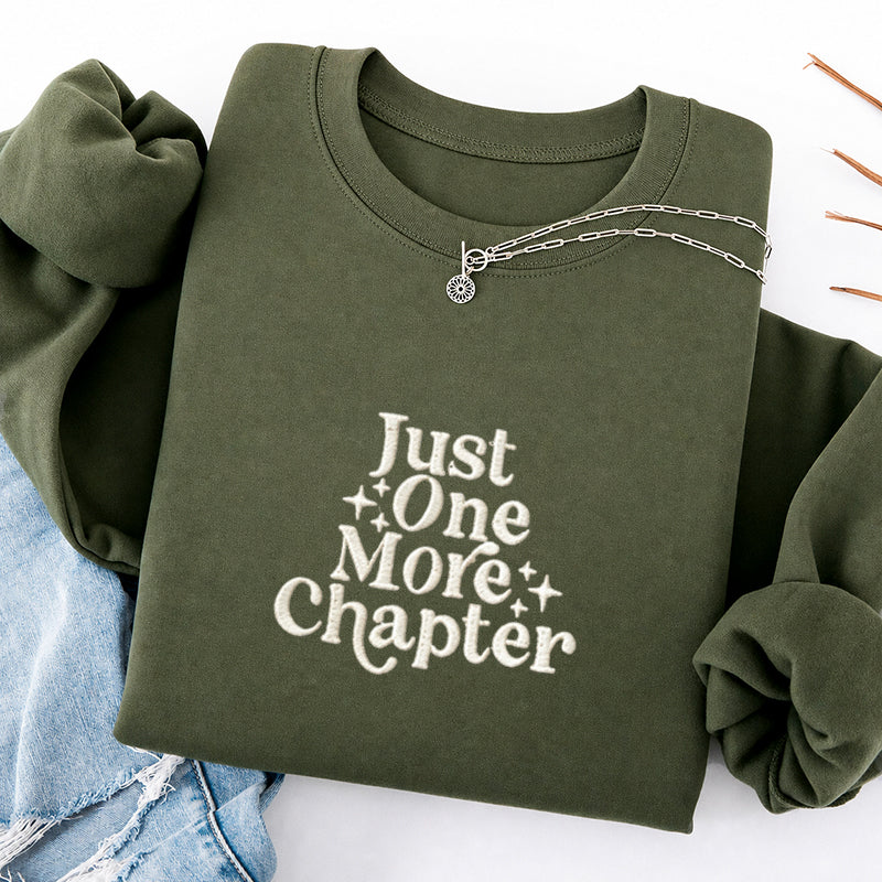 Embroidered Just One More Chapter Classic Crewneck Sweatshirt