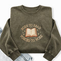 Embroidered Born To Read Forced To Work Washed Crewneck Sweatshirt