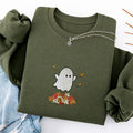 Embroidered Fall Ghost Classic Crewneck Sweatshirt