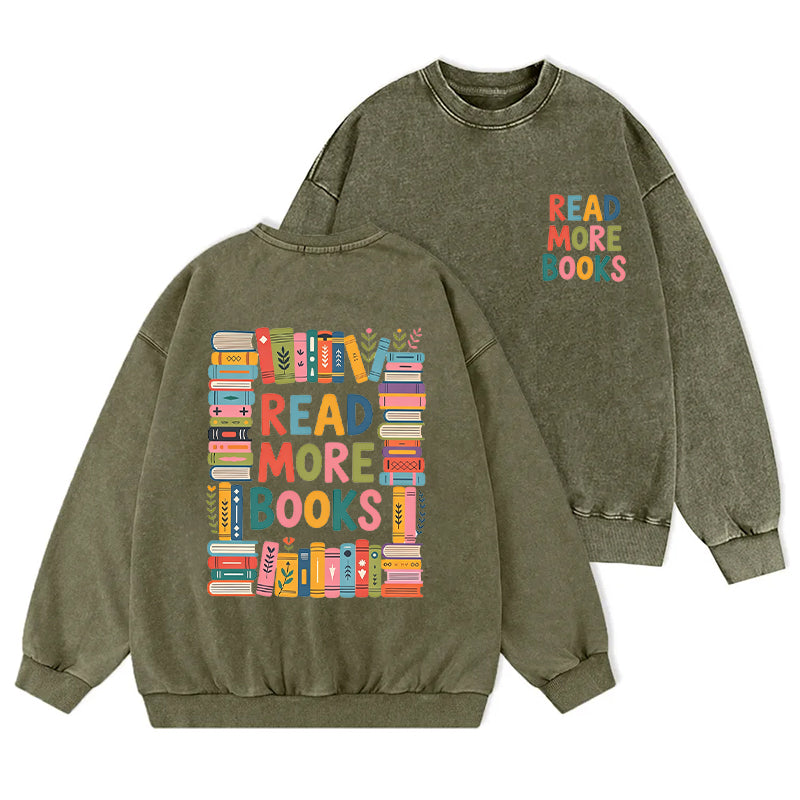 Colorful Read More Books Washed Crewneck Sweatshirt