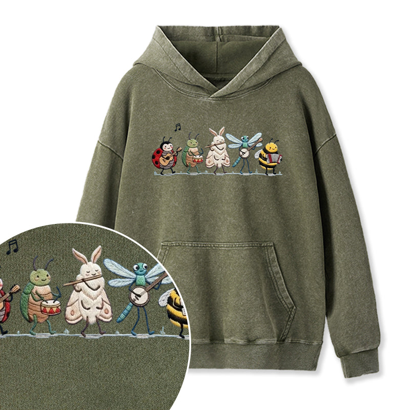 Embroidered Bug Orchestra Washed Hoodie