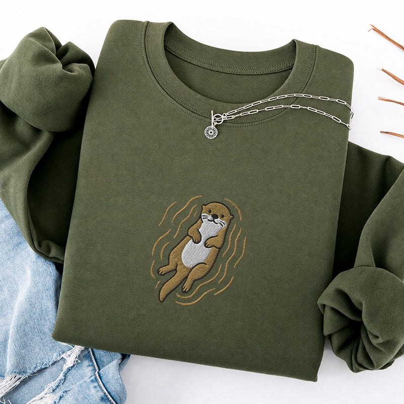 Embroidered Otter Classic Crewneck Sweatshirt