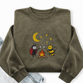 Embroidered Ladybug Campfire Washed Crewneck Sweatshirt