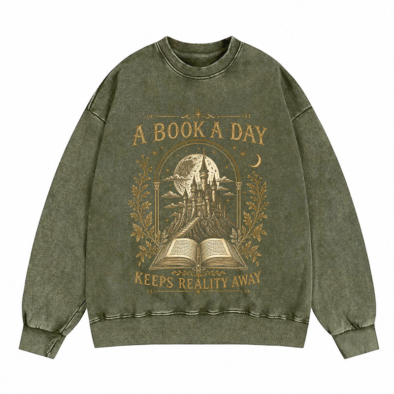 A Book A Day Washed Crewneck Sweatshirt