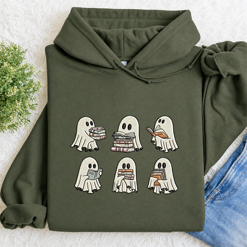 Embroidered Halloween Ghost Book Classic Adult Unisex Hoodie