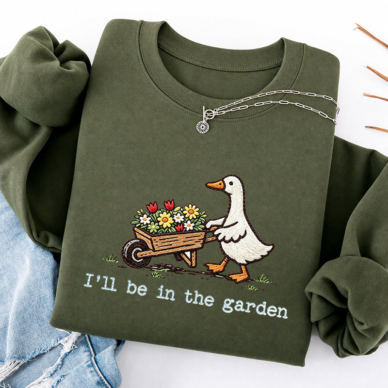 Embroidered Silly Goose Garden Classic Crewneck Sweatshirt