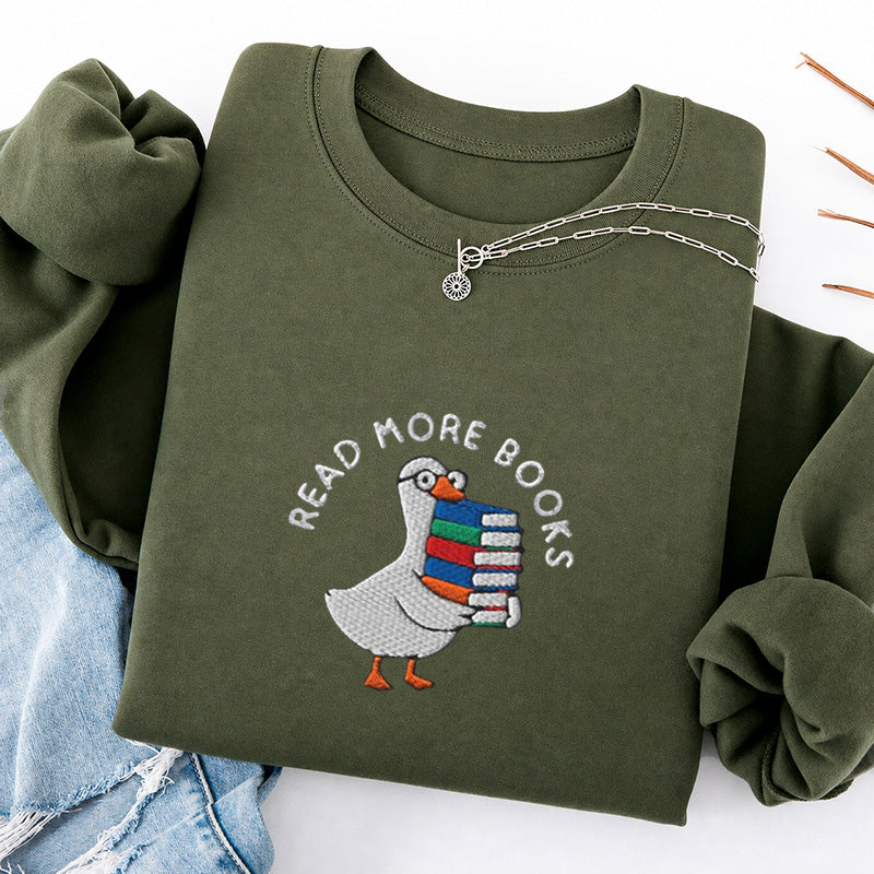 Embroidered Read More Books Goose Classic Crewneck Sweatshirt