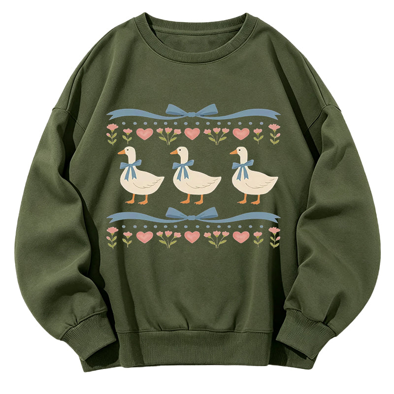Vintage Three Duck & Floral Classic Adult Unisex Crewneck Sweatshirts