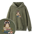 Embroidered Read Books Be Kind Owl Washed Hoodie