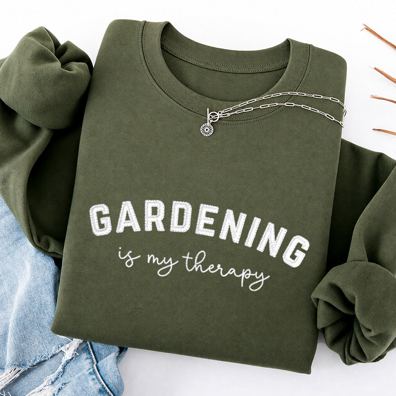 Embroidered Gardening Is My Therapy Classic Crewneck Sweatshirt