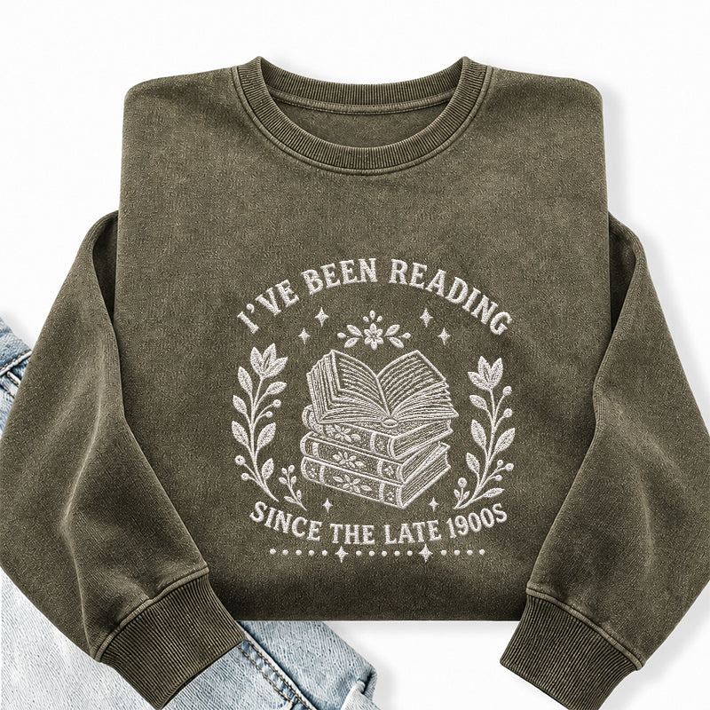 Embroidered Reading Since The Late 1990s Washed Crewneck Sweatshirt