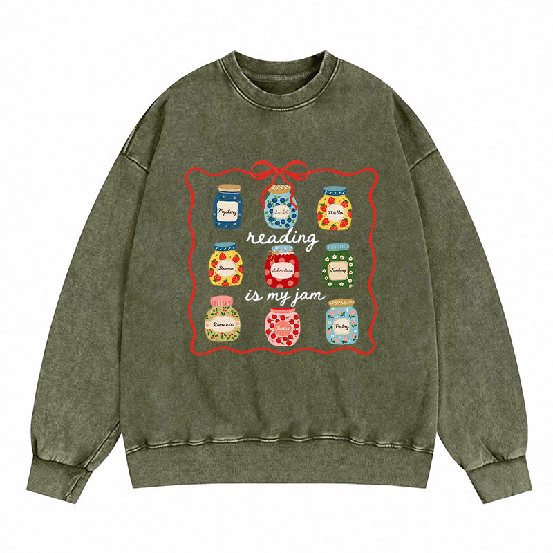 Reading Is My Jam Washed Crewneck Sweatshirt