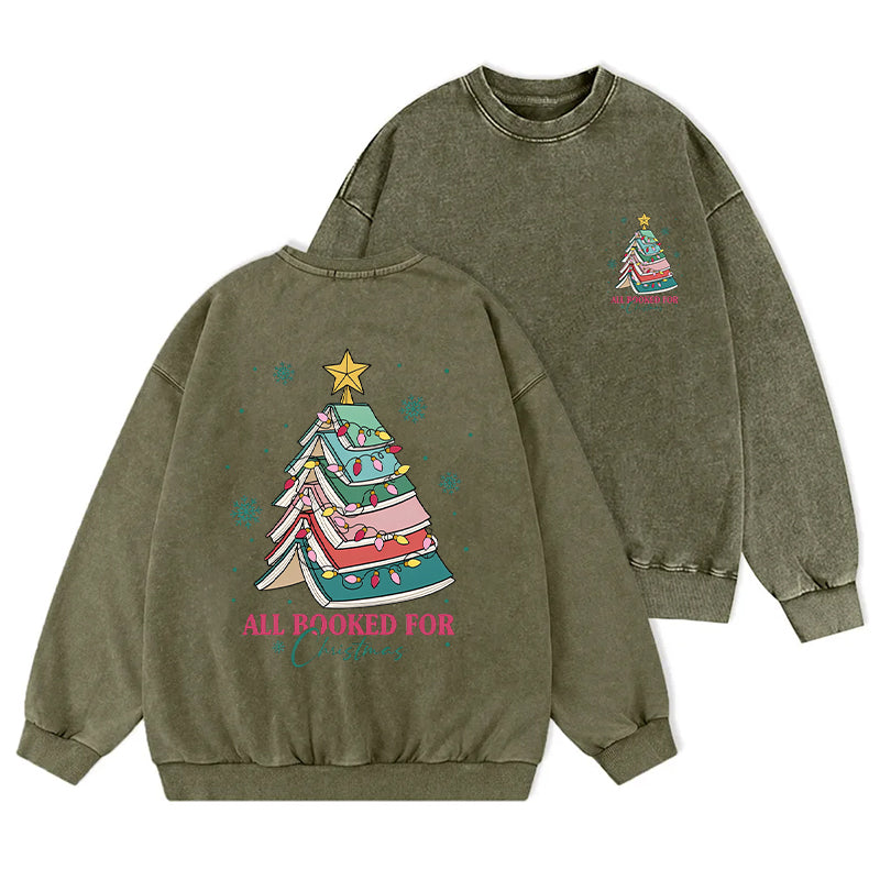 All Booekd For Christmas Washed Crewneck Sweatshirt