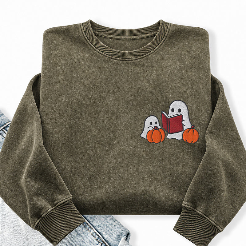 Embroidered Ghost Stories Washed Crewneck Sweatshirt
