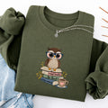 Embroidered Read Books Be Kind Owl Classic Crewneck Sweatshirt