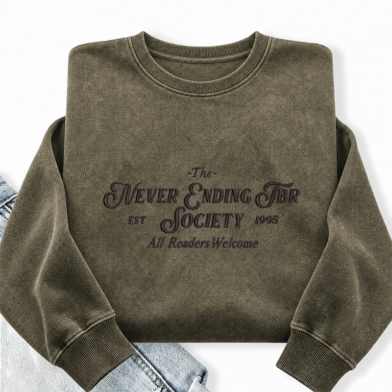 Embroidered TBR Society Washed Crewneck Sweatshirt