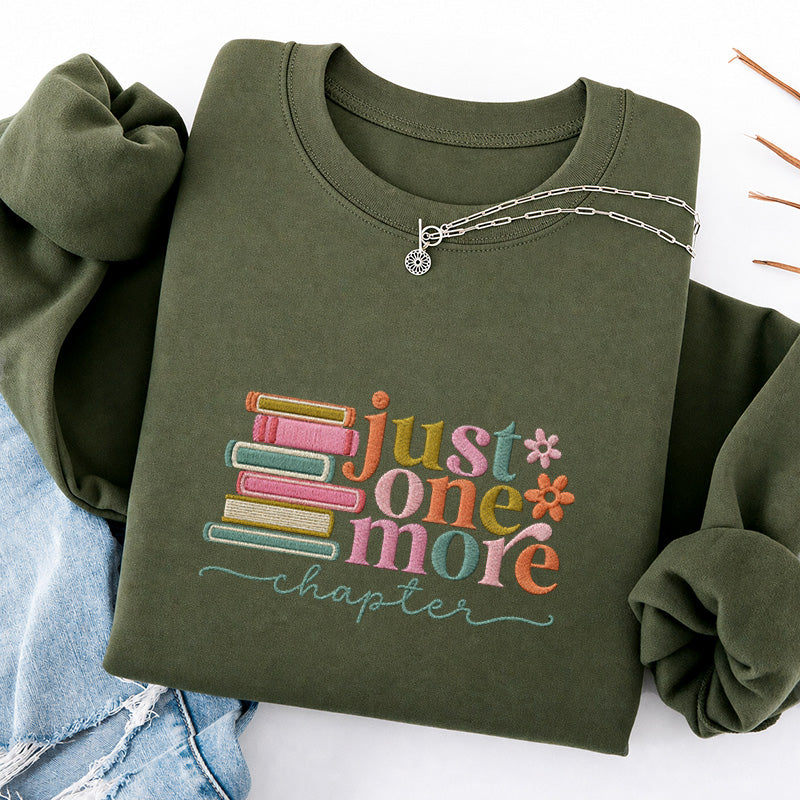 Embroidered Just One More Chapter Classic Crewneck Sweatshirt