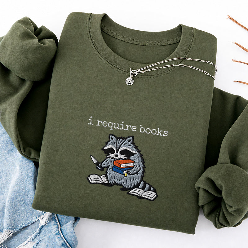 Embroidered I Required Books Classic Crewneck Sweatshirt