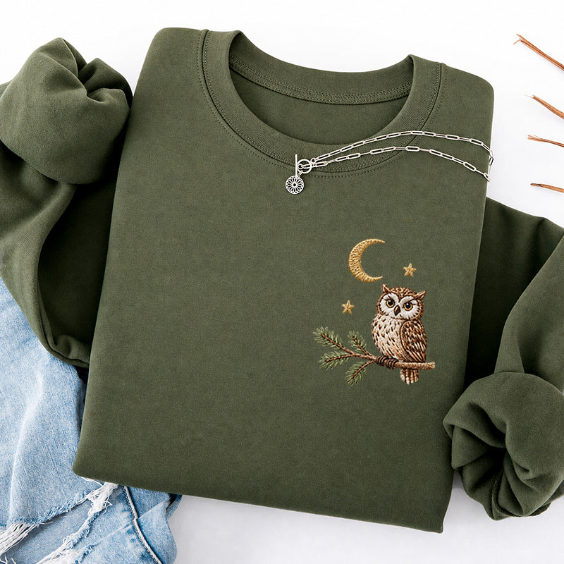 Embroidered Night Owl Classic Crewneck Sweatshirt