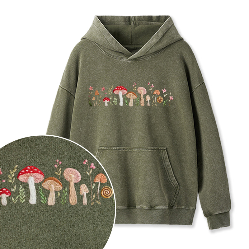 Embroidered Enchanted Mushroom Washed Hoodie