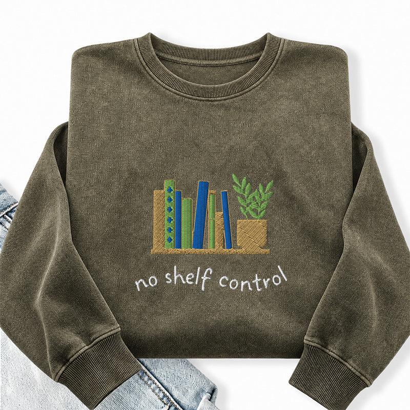 Embroidered No Shelf Control Washed Crewneck Sweatshirt
