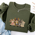 Embroidered Peeking Farm Animals Classic Crewneck Sweatshirt