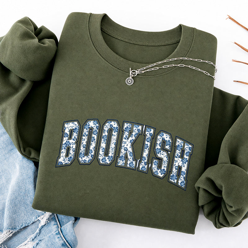Embroidered Retro Bookish Classic Crewneck Sweatshirt