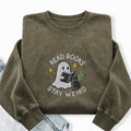 Embroidered Read Books Stay Weird Ghost Washed Crewneck Sweatshirt