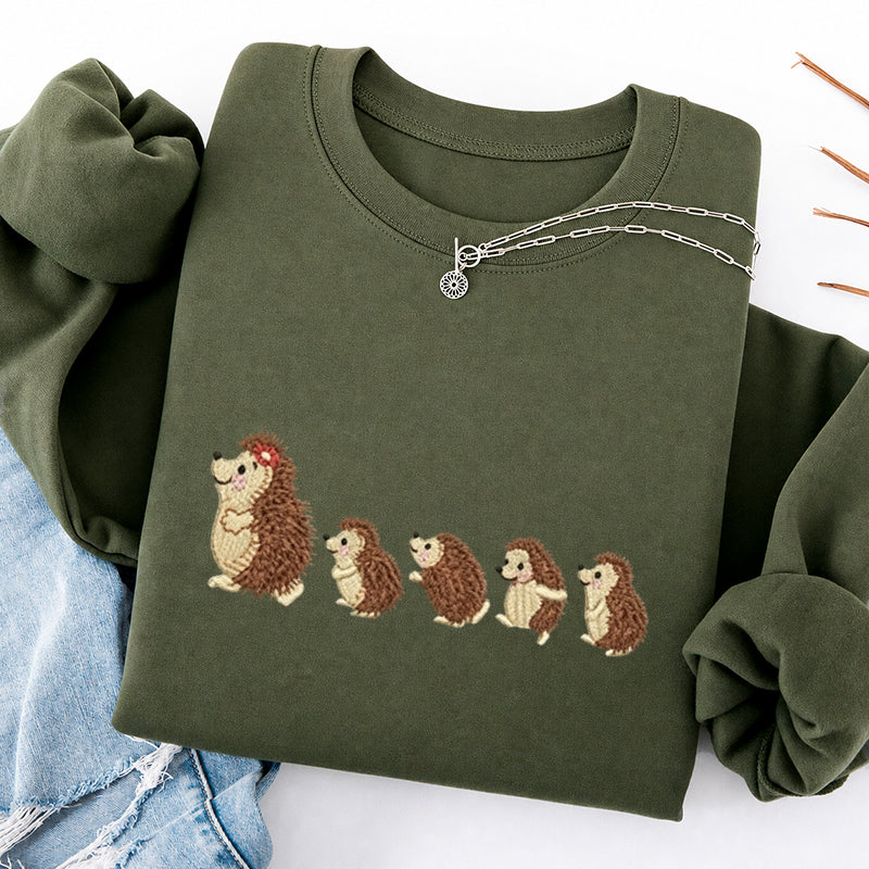 Embroidered Cute Hedgehog Classic Crewneck Sweatshirt