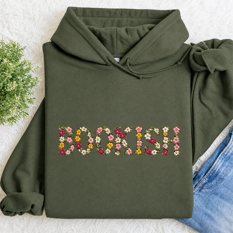 Embroidered Floral Bookish Classic Adult Unisex Hoodie