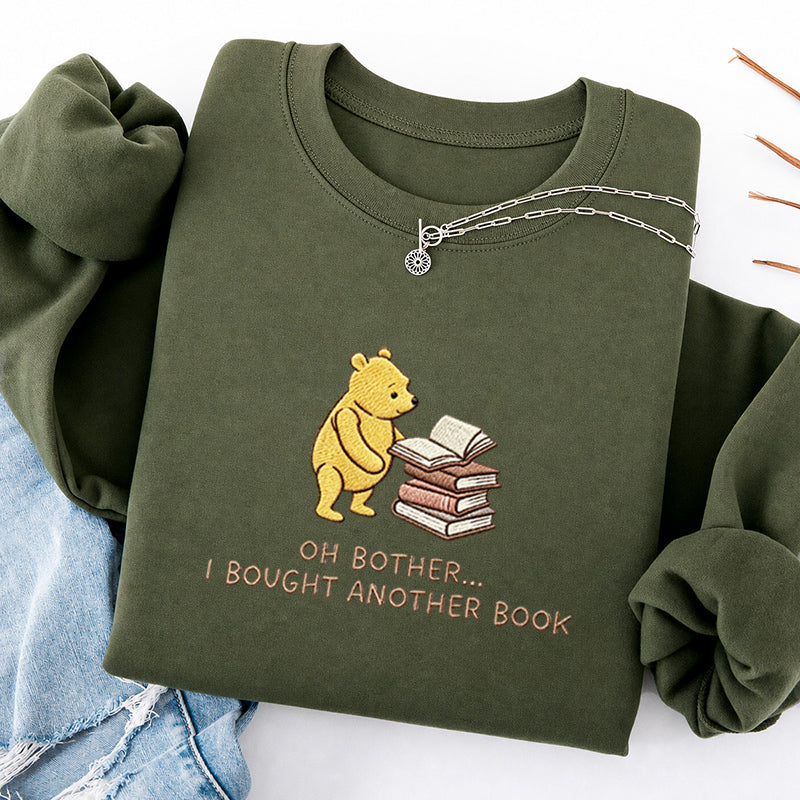 Embroidered Funny Bear Reading Books Classic Crewneck Sweatshirt