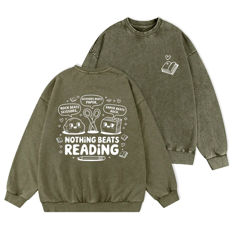 Nothing Beats Reading Washed Crewneck Sweatshirt
