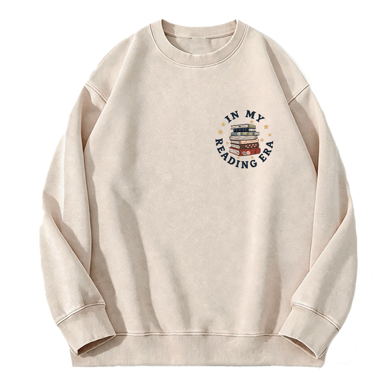 Embroidered In My Reading Era Books Washed Crewneck Sweatshirt