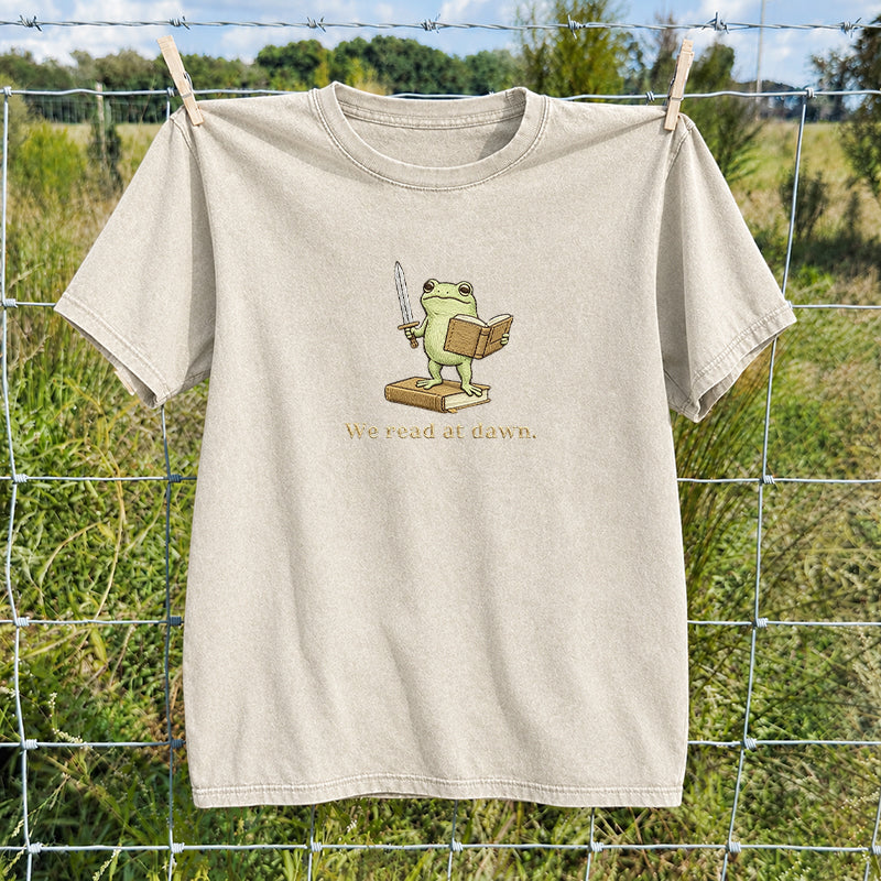 Embroidered We Read At Dawn Washed Crew Neck T-Shirt