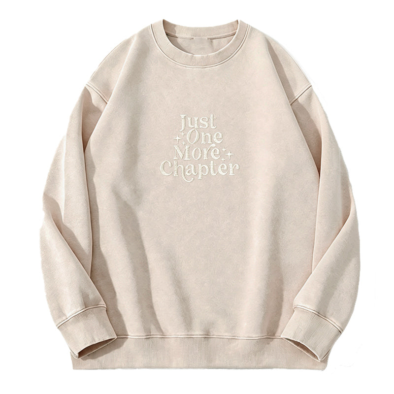 Embroidered Just One More Chapter Washed Crewneck Sweatshirt