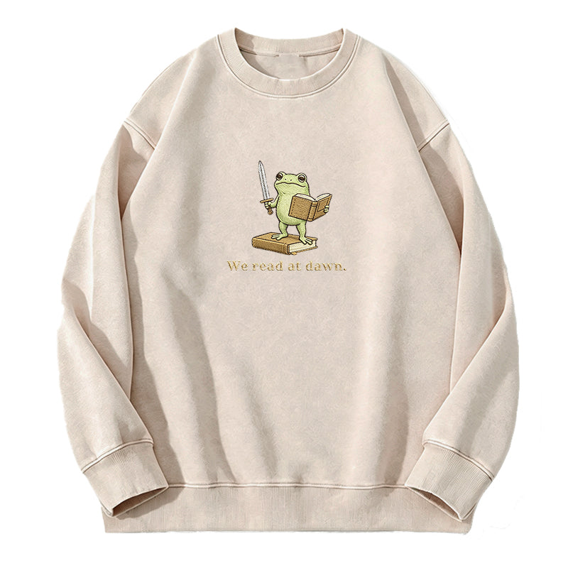 Embroidered We Read At Dawn Washed Crewneck Sweatshirt