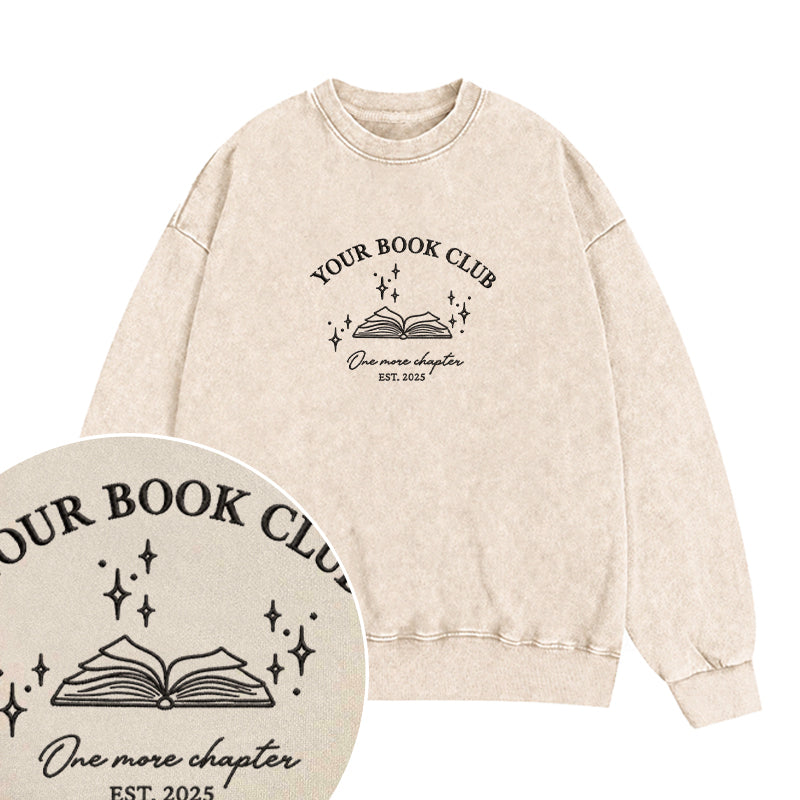 Custom Embroidered Book Club Washed Crewneck Sweatshirt