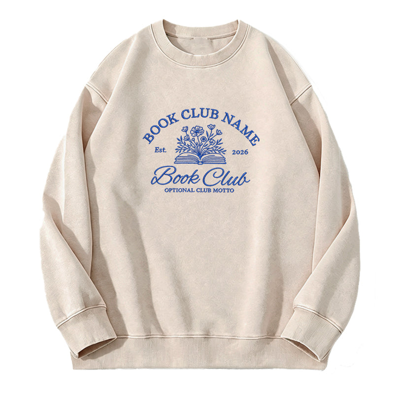 Personalized Embroidered Book Club Washed Crewneck Sweatshirt