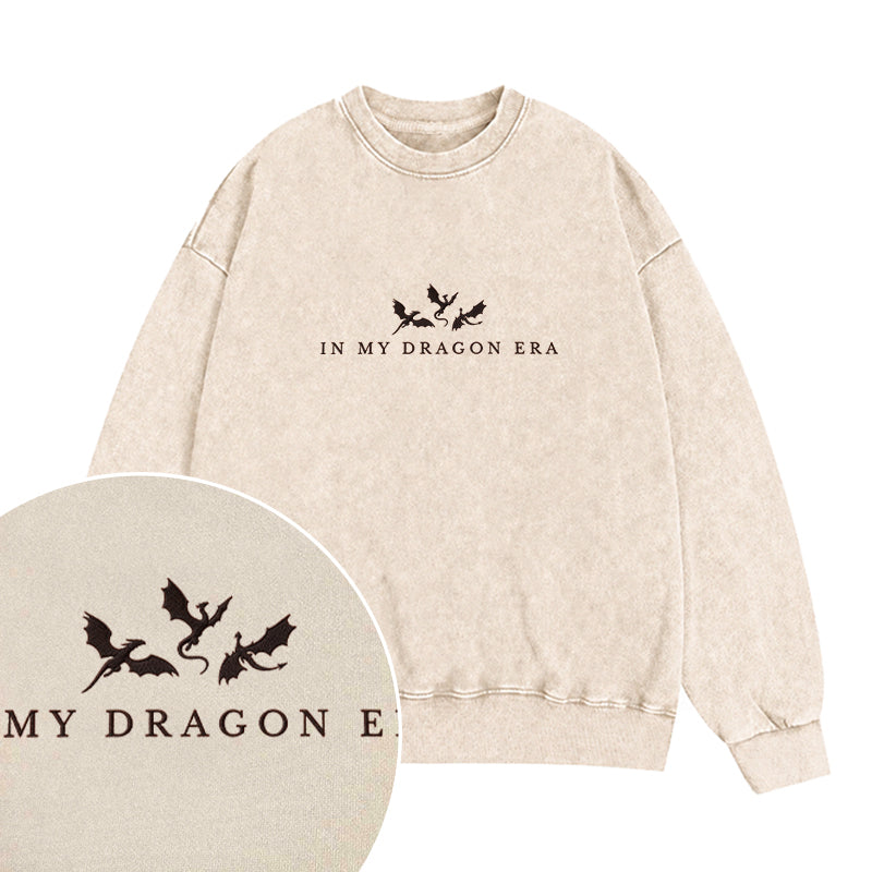 Embroidered In My Dragon Era Washed Crewneck Sweatshirt