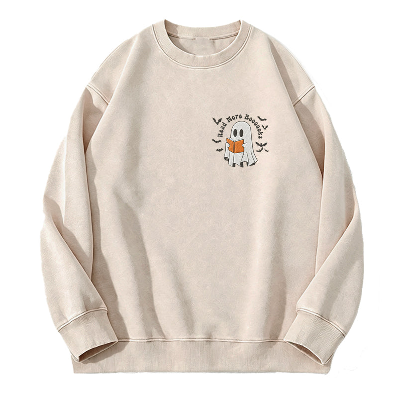 Embroidered Read More Boooooks Washed Crewneck Sweatshirt