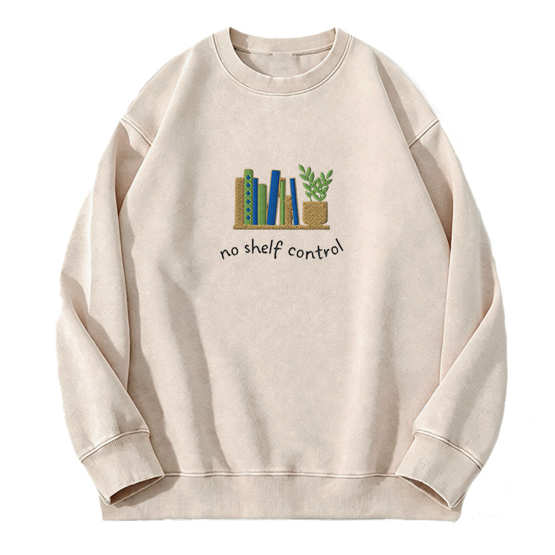 Embroidered No Shelf Control Washed Crewneck Sweatshirt
