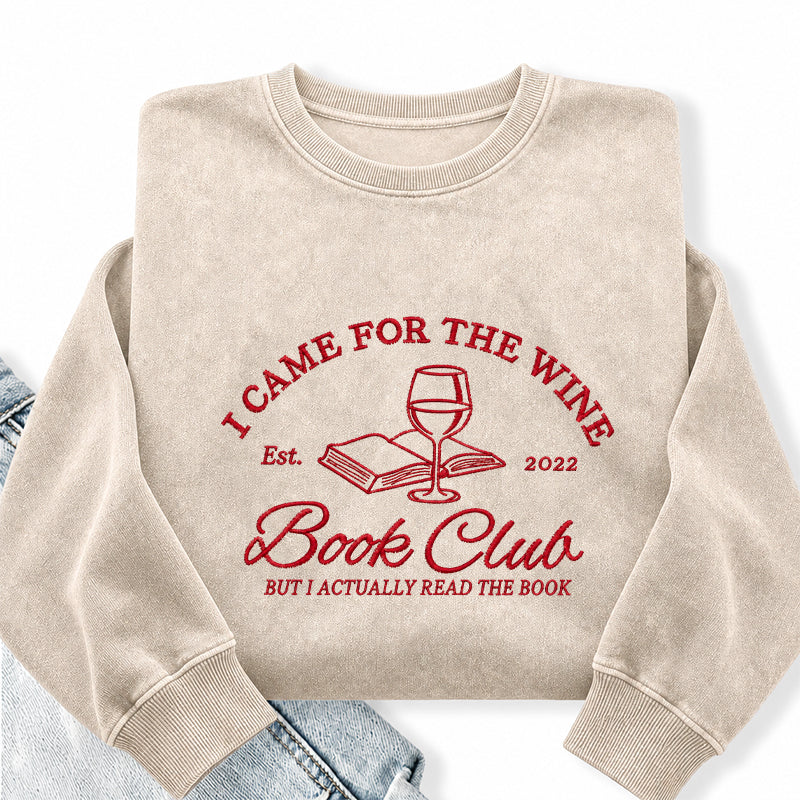 Personalized Embroidered Book Club Washed Crewneck Sweatshirt