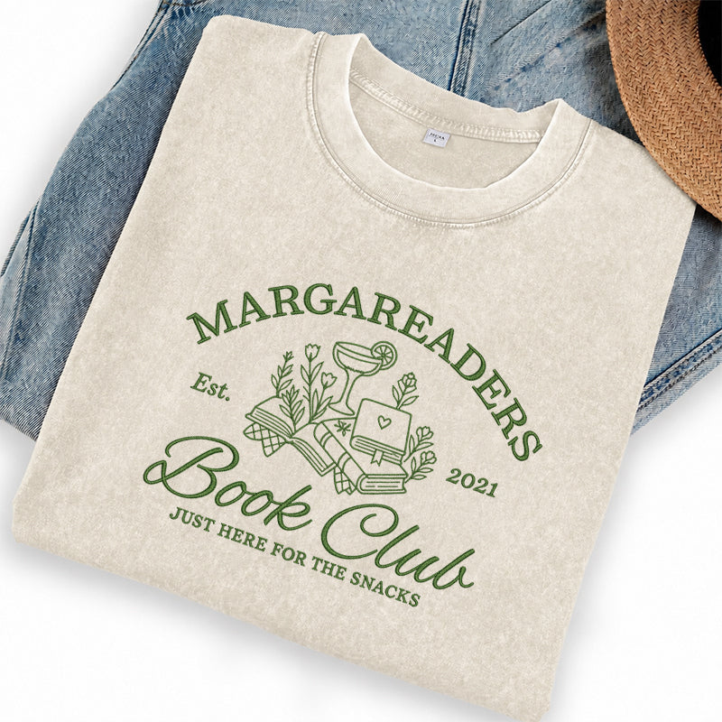 Personalized Embroidered Book Club Washed Crew Neck T-Shirt