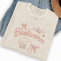 Embroidered Funny Bookworm Washed Crew Neck T-Shirt