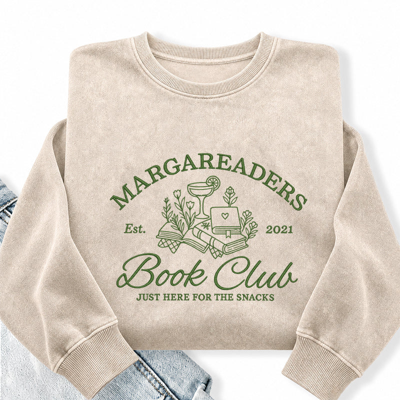 Personalized Embroidered Book Club Washed Crewneck Sweatshirt