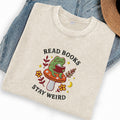 Embroidered Read Books Stay Weird Reading Frog Washed Crew Neck T-Shirt