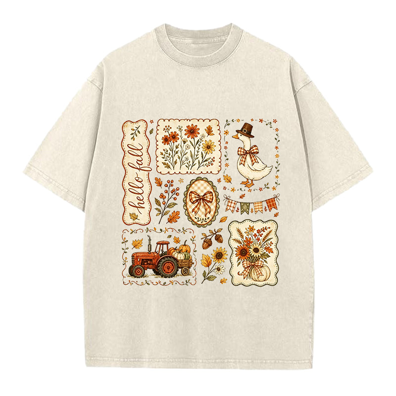 Cottagecore Fall Washed Crew Neck T-Shirt