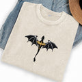 Embroidered Fantasy Book Dragon Washed Crew Neck T-Shirt