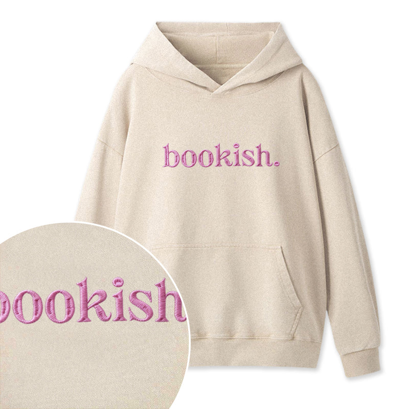 Embroidered Bookish Washed Hoodie