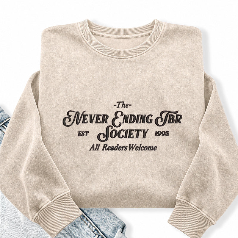 Embroidered TBR Society Washed Crewneck Sweatshirt